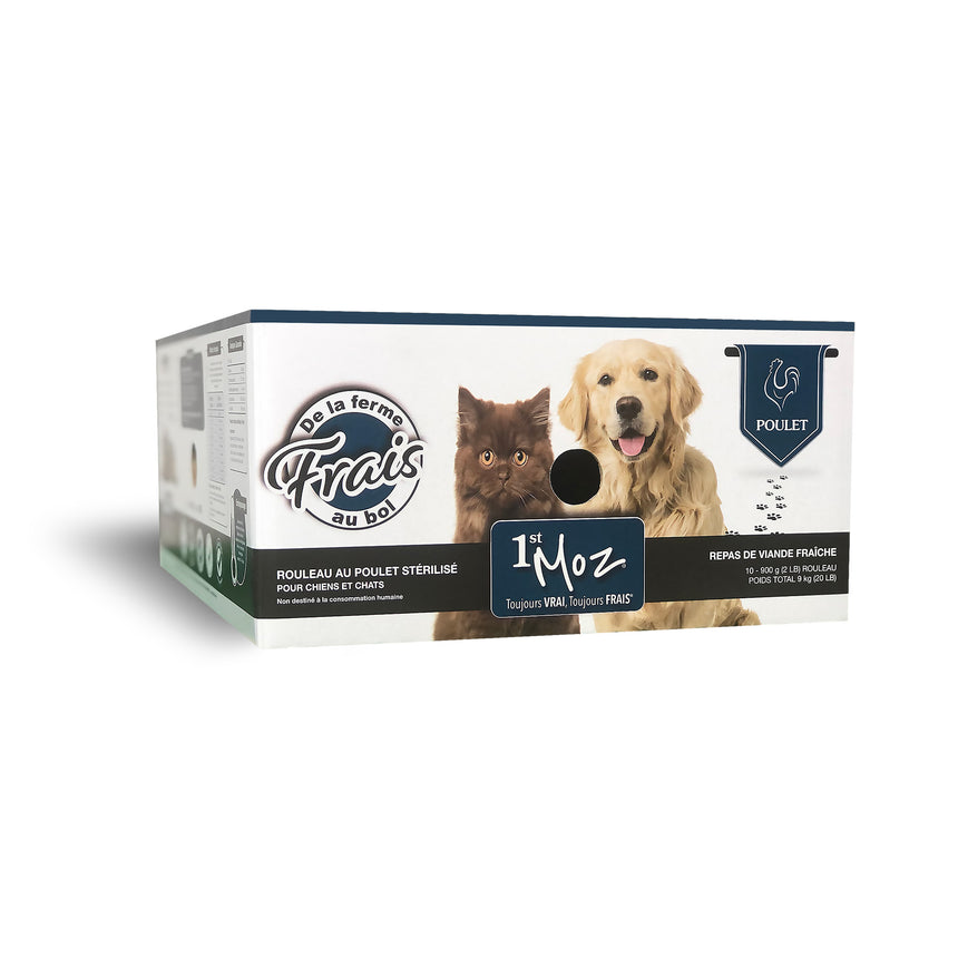 Poulet cru stérilisé pour chat et chien